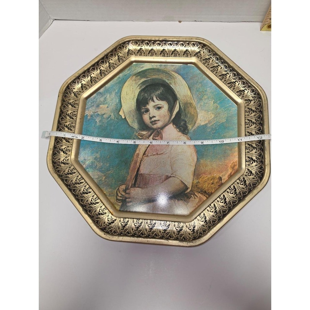 vintage mid-century octagonal metal wall plaque George Romney Miss Willoughby